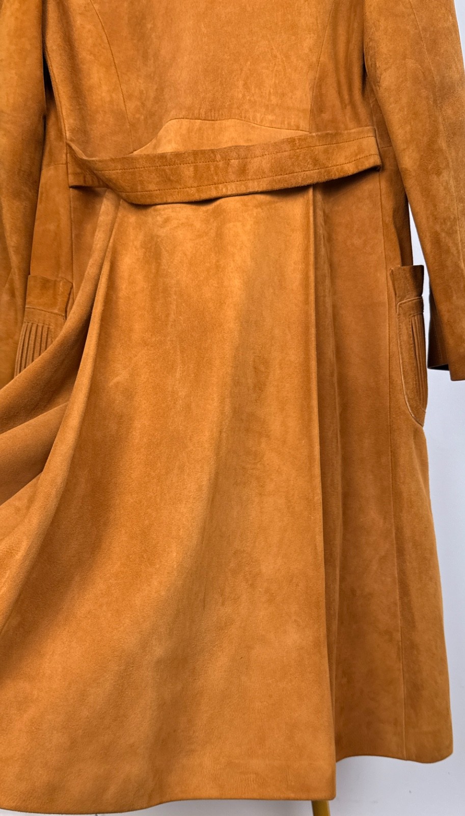 Vintage LOEWE Suede Trench Coat Leather 1970s /1980s Size FR 42 / Caramel Ochre