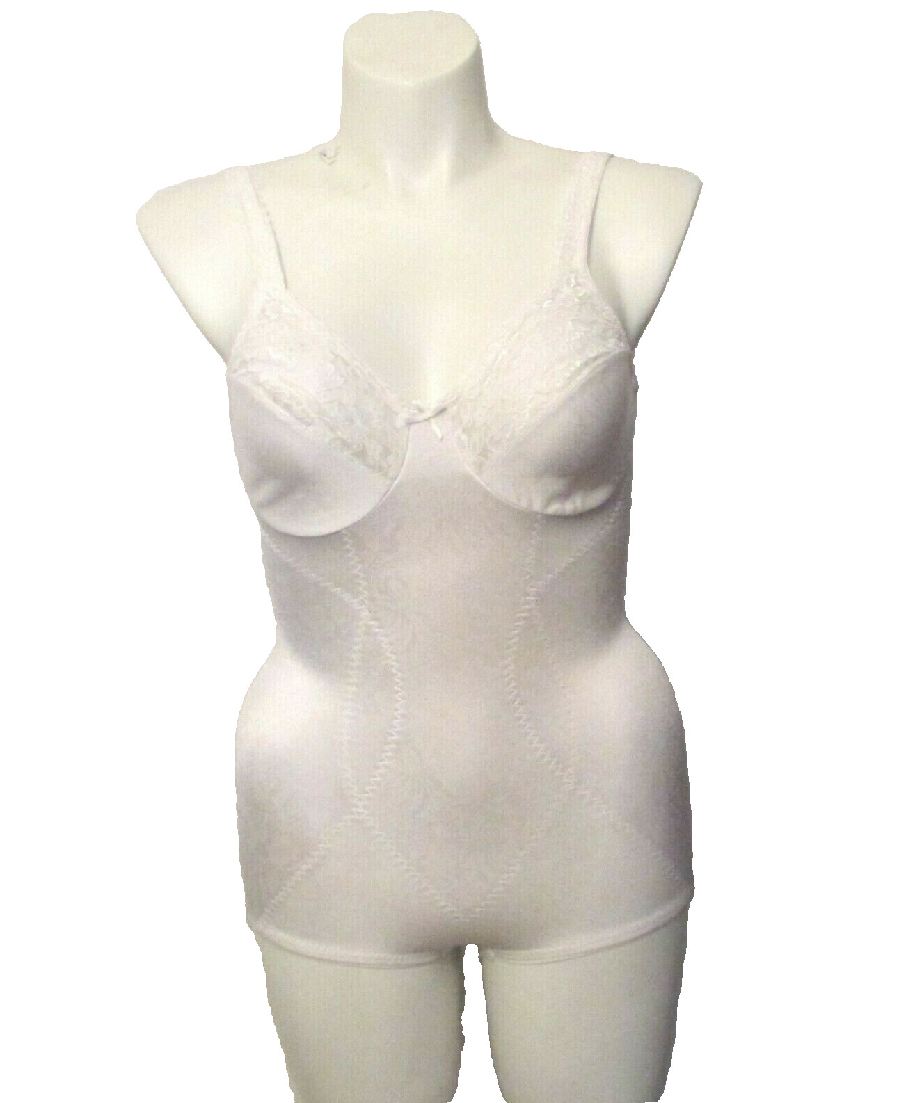 Flexees 6856 Body Shaper Briefer Girdle All in One Piece Bodysuit 36C White
