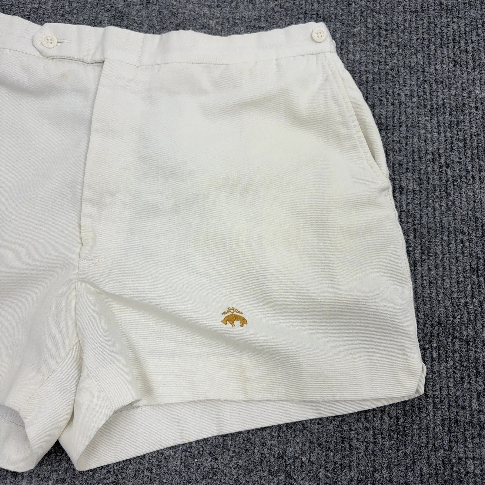 Vintage Brooks Brothers Shorts Womens XL White Cotton Golden Fleece Logo Preppy