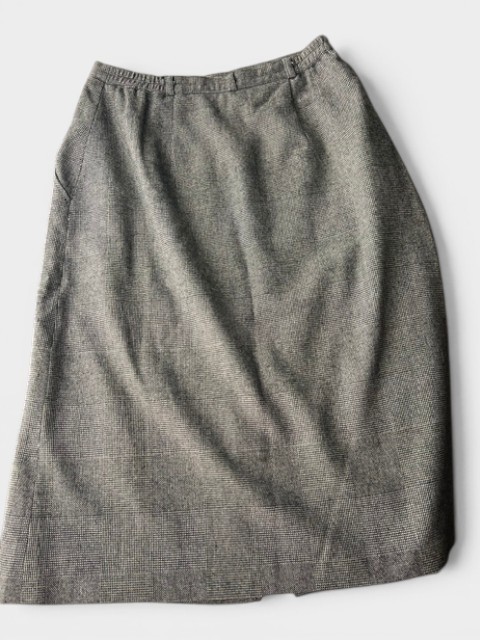 1980s Vintage Preppy Wool Skirt Pleated Front Slit Size 10
