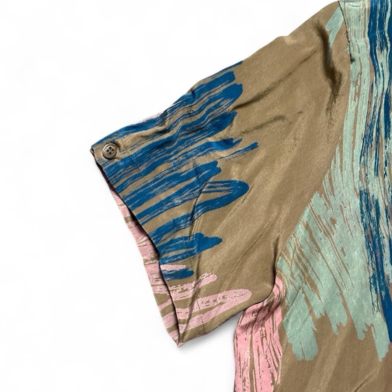 VTG Frances Henaghan Silk Indie Blouse Women’s M Abstract Art Shoulder Pads 80s