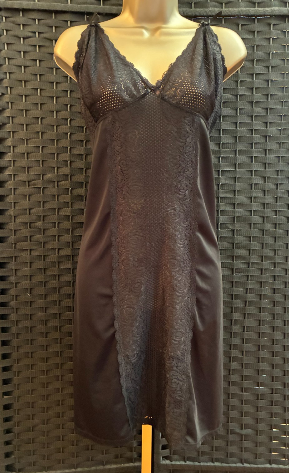 BODYFORM LACE FULL SLIP Short Dress Plus Size 3X Black STRETCH Smoother FEMME