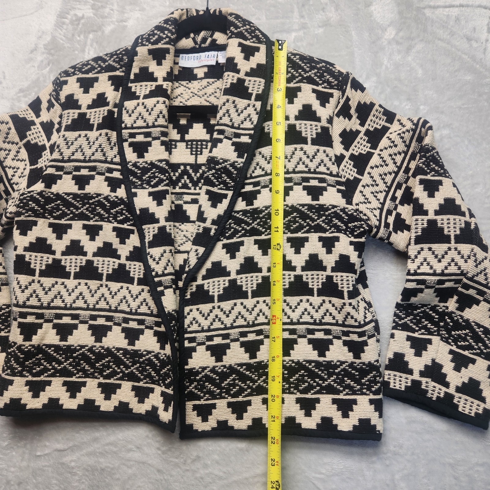 Bedford Fair Lifestyles WM M Vintage Jacket Black Cream Southwest Tapestry Aztec