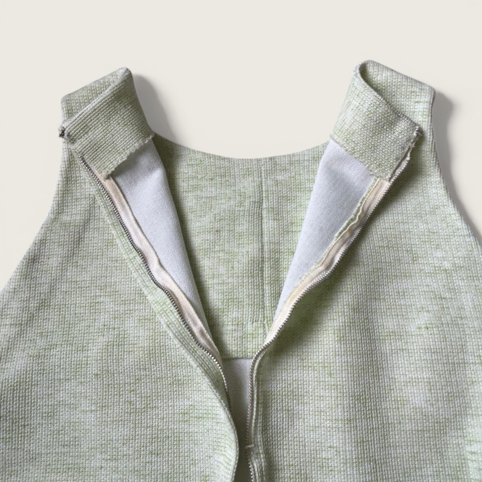 Vintage 1960s Handmade Pale Green Sleeveless Mod Shift Dress Mini