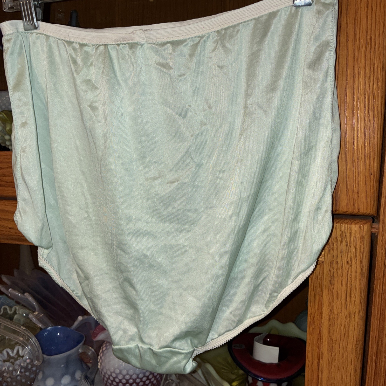Vintage 1950s Light Green Old Granny L Panty Panties Mushroom Gusset 100% Nylon