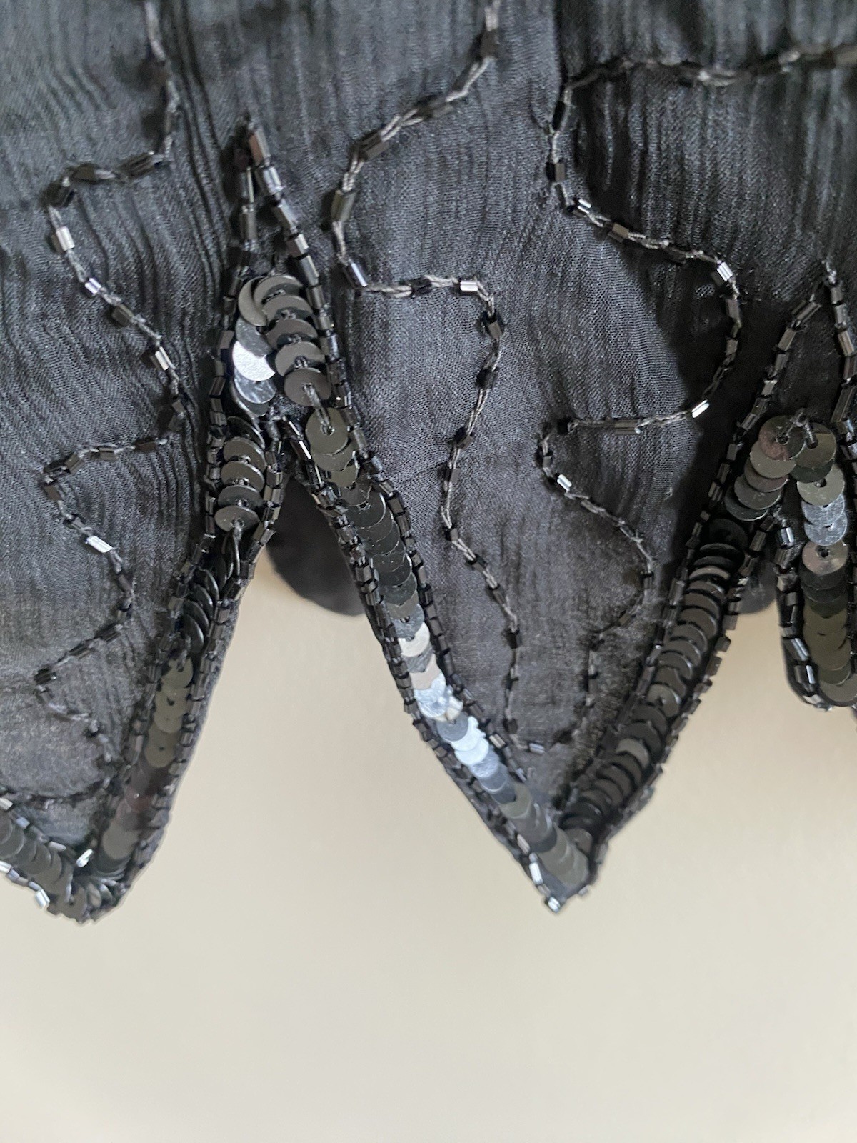 Vintage Patra Stenay Silk Sequin Blouse 2X Black Formal Sequin Mob Glam Top Goth