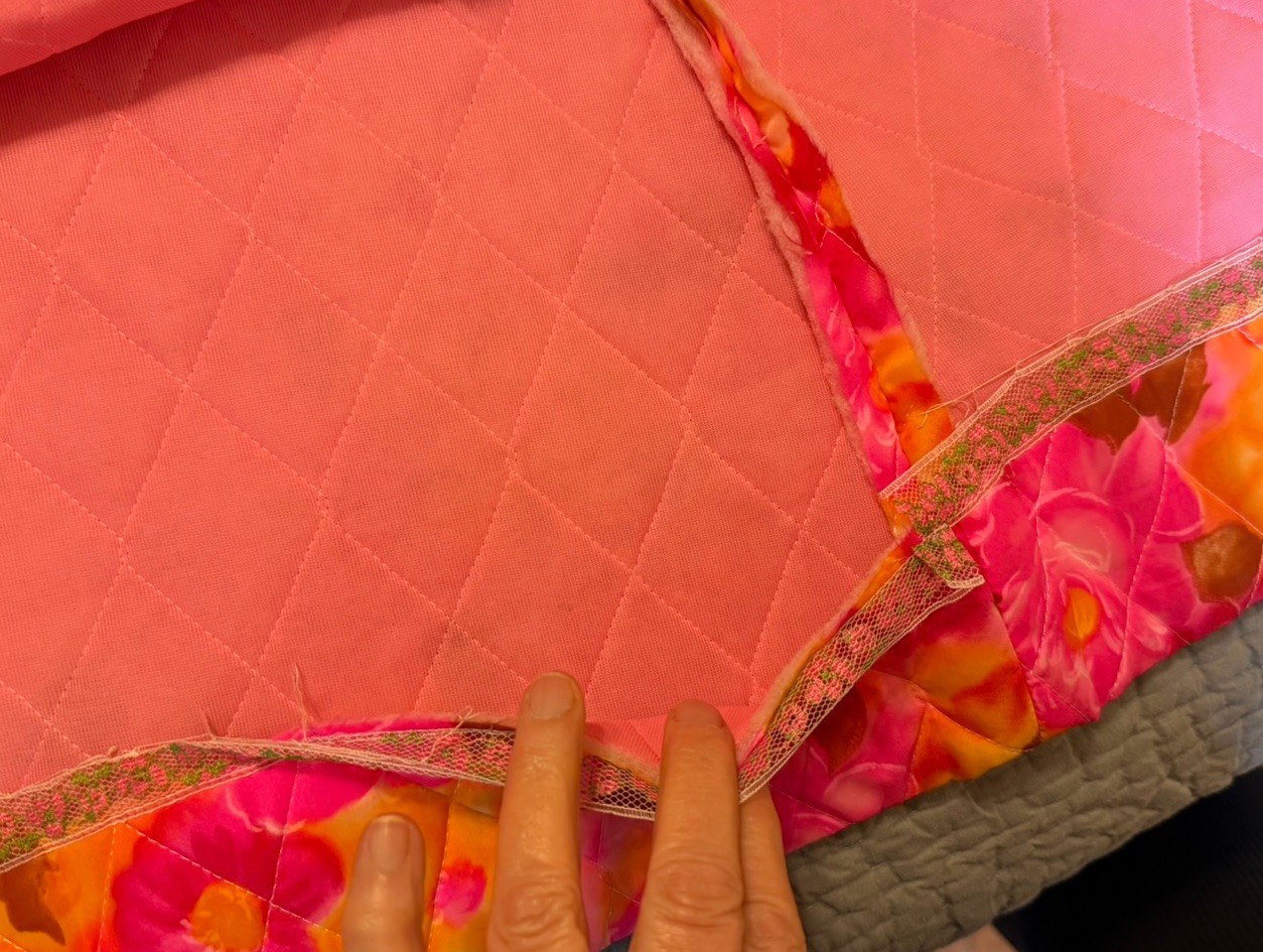 Vintage Custom Pink Yellow Quilted Floral Maxi Skirt-XS/S