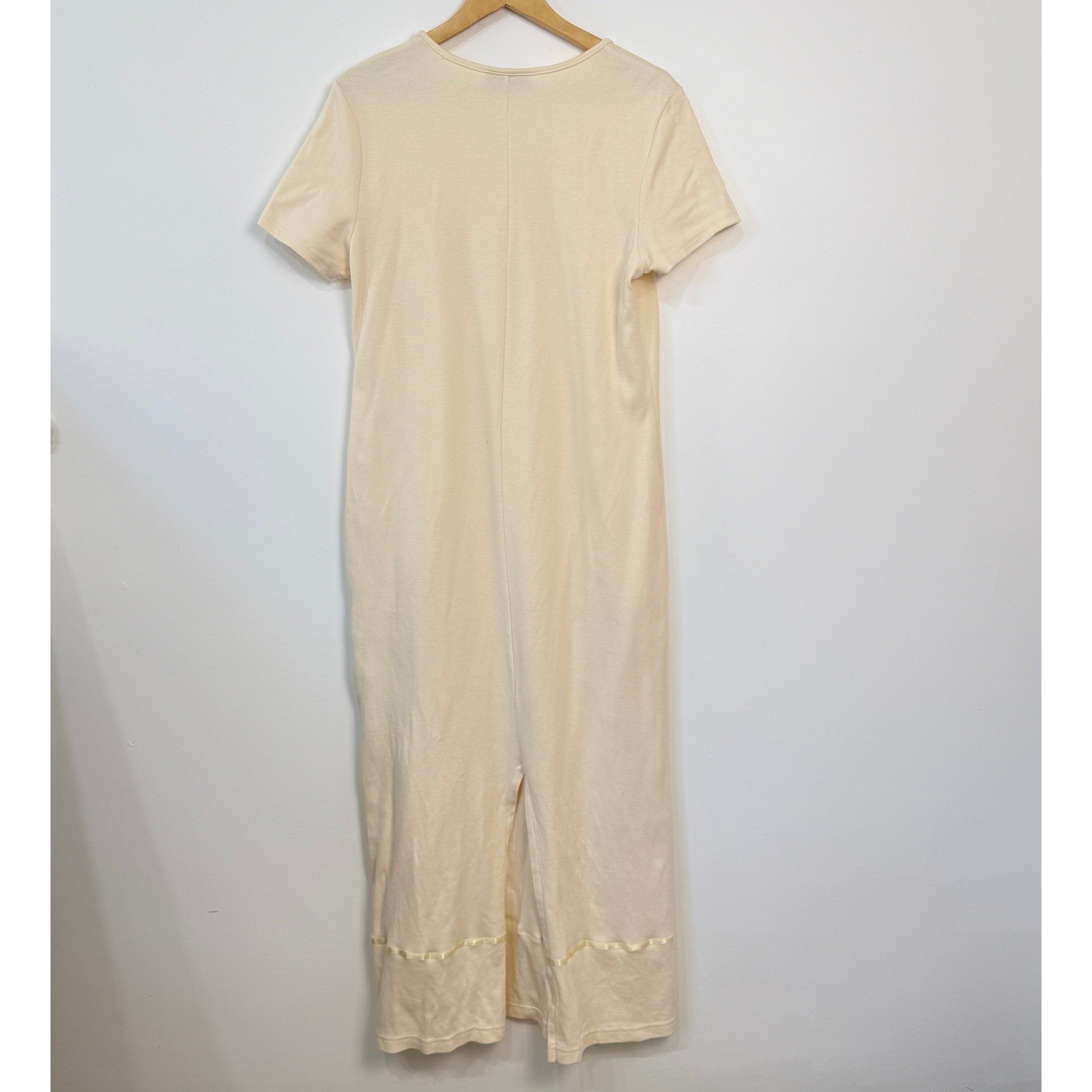 Vintage Earth Song Floral Embroidered Maxi Dress Fit Large Cream Cottagecore