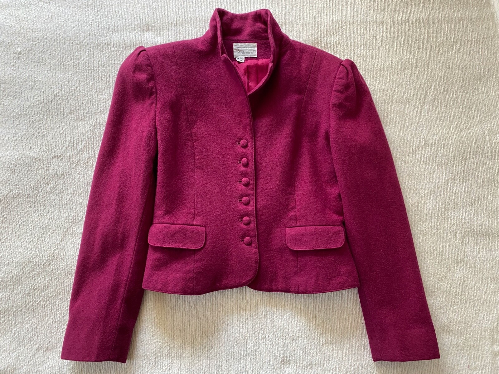 VTG Fitted Wool Jacket | Tailored by Handmacher | Covered Buttons| Petite | Pink