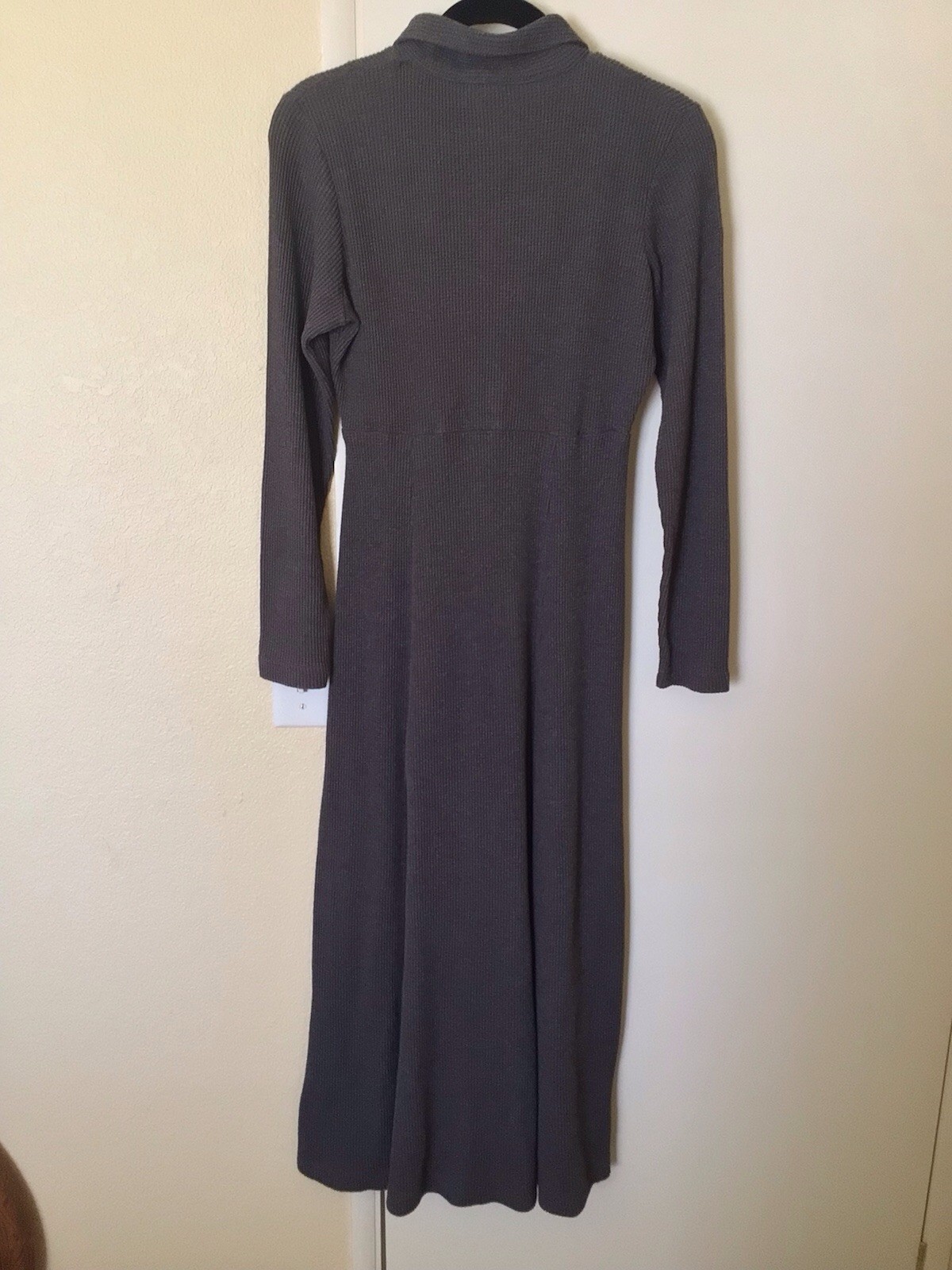 Vtg 90s Y2K Moda Int’l Sz M Ribbed Cotton Blend Maxi Dress Dark Gray Night Out