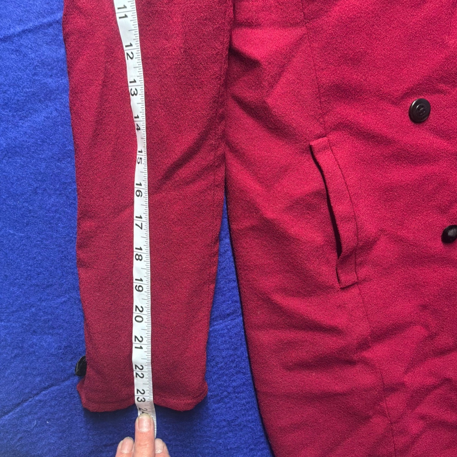 Vintage Womens Jones New York Dress Wool Coat Dress 4 Red Black Velvet Collar
