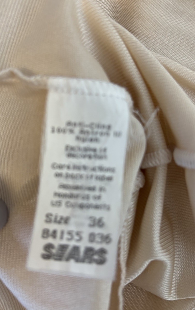 Vintage SEARS Anti Cling Beige Nylon & Lace Full Slip Size 36 USA SHIPS FREE