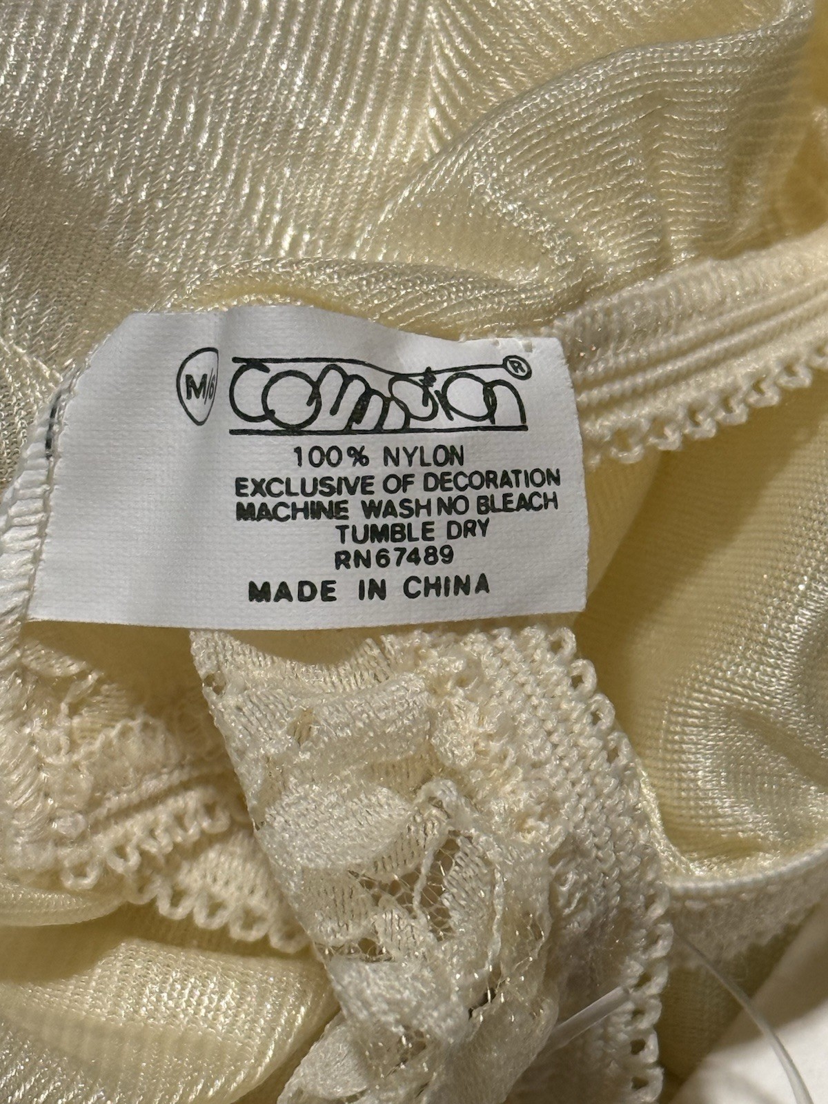 VINTAGE 90s Y2K COMMOTION NYLON & LACE BEIGE PANTY SIZE 6 NOS HIGH CUT