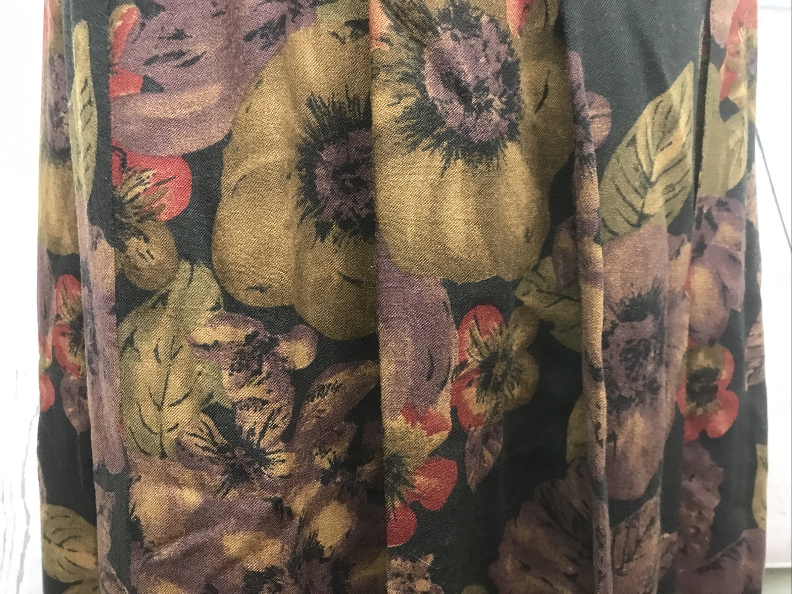 Vtg Geiger Wool Maxi Full Length Pleated Skirt Floral Wool Sz 40 Austria 10 US