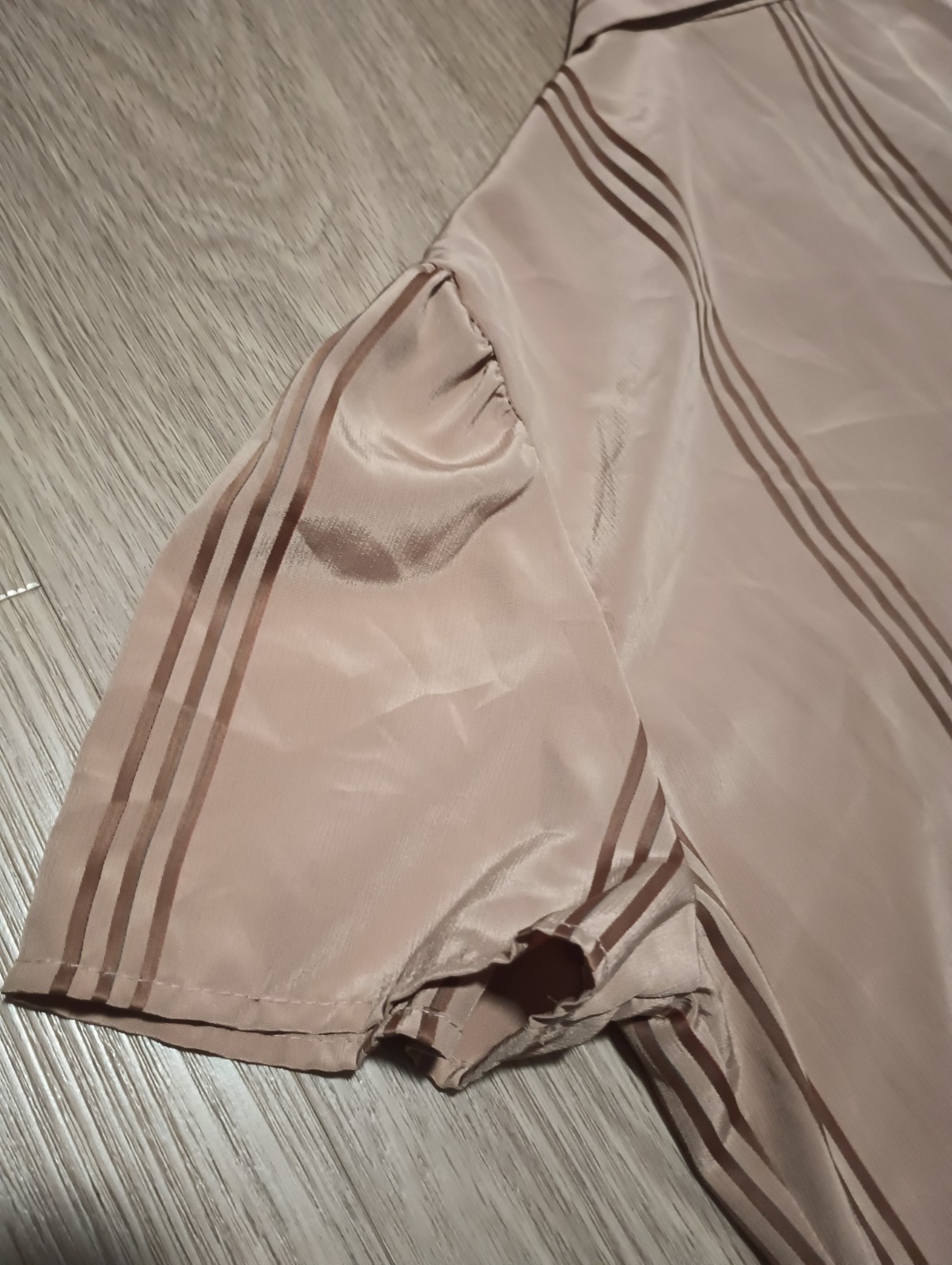 Vtg 70s SHANA OF CALIFORNIA Brown Striped Jacquard MINIMALIST Top MOD office M