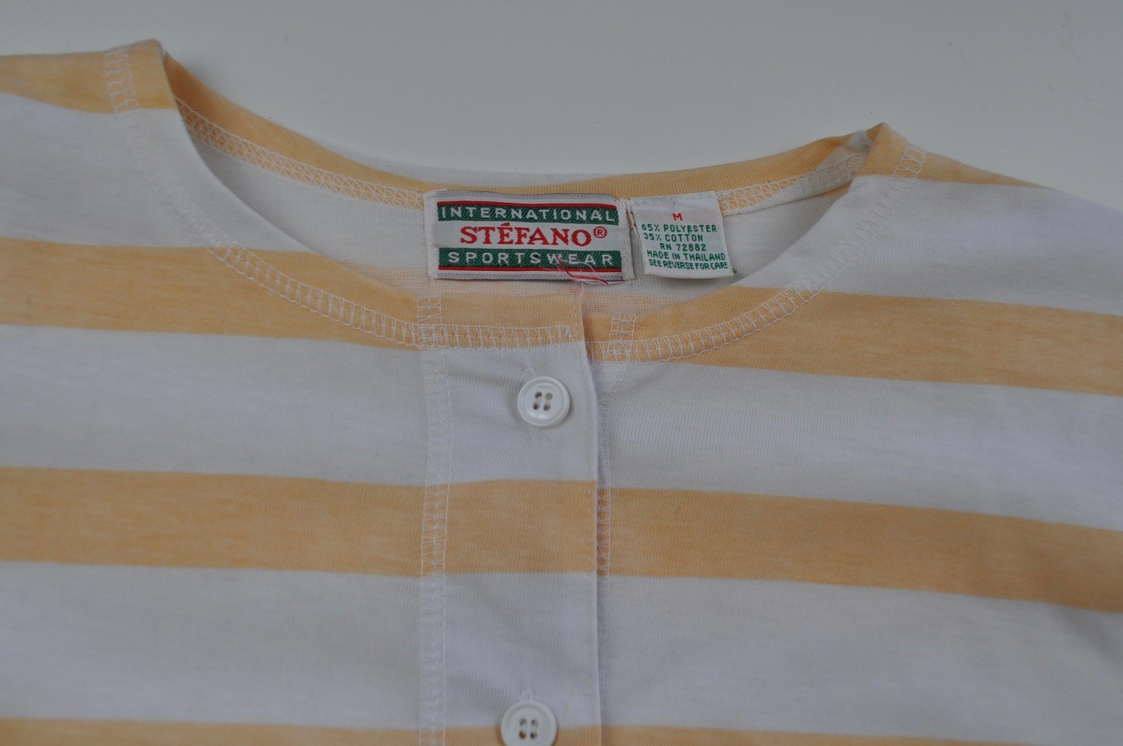 Vintage Top Women’s Stefano Peach and White Stripe Shoulder Pads 1980s