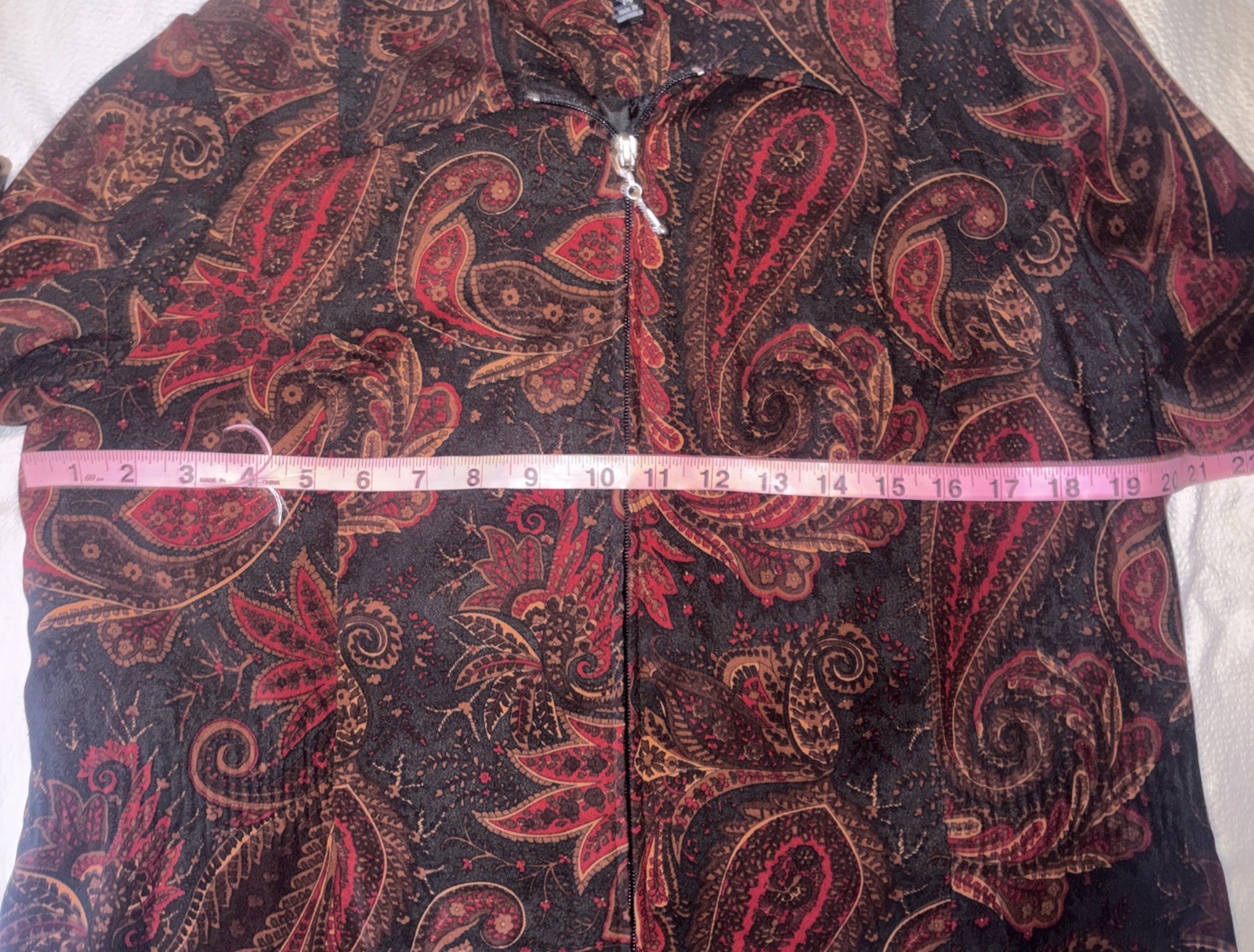 VTG Counterparts Paisley Velour Whimsical Fairy Zip Up Women’s Jacket Size 14