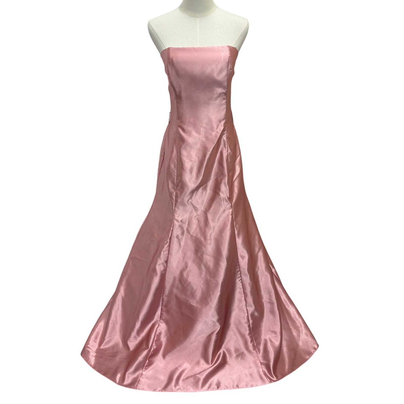 VTG Y2K Jessica McClintock Gunne Sax Pink Satin Strapless Ball Gown Prom Bride 6