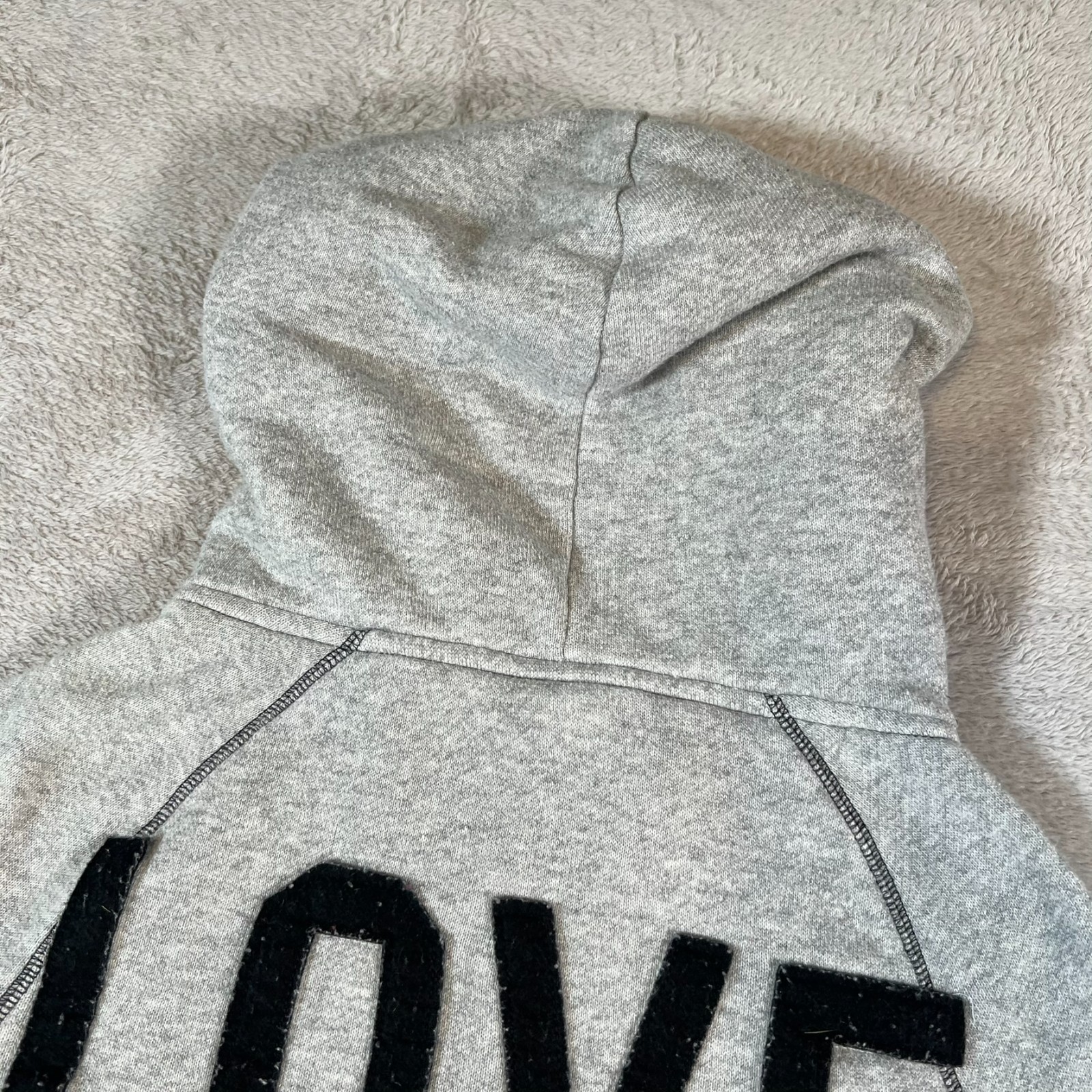 Vintage Victoria’s Secret PINK Hoodie Size XS Gray Full Zip Love Pink 86 Graphic
