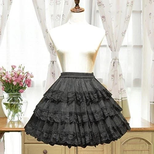 3-Layered Gothic Layered Ruffled Luxury Vintage Rockabilly Petticoat Crinolin…