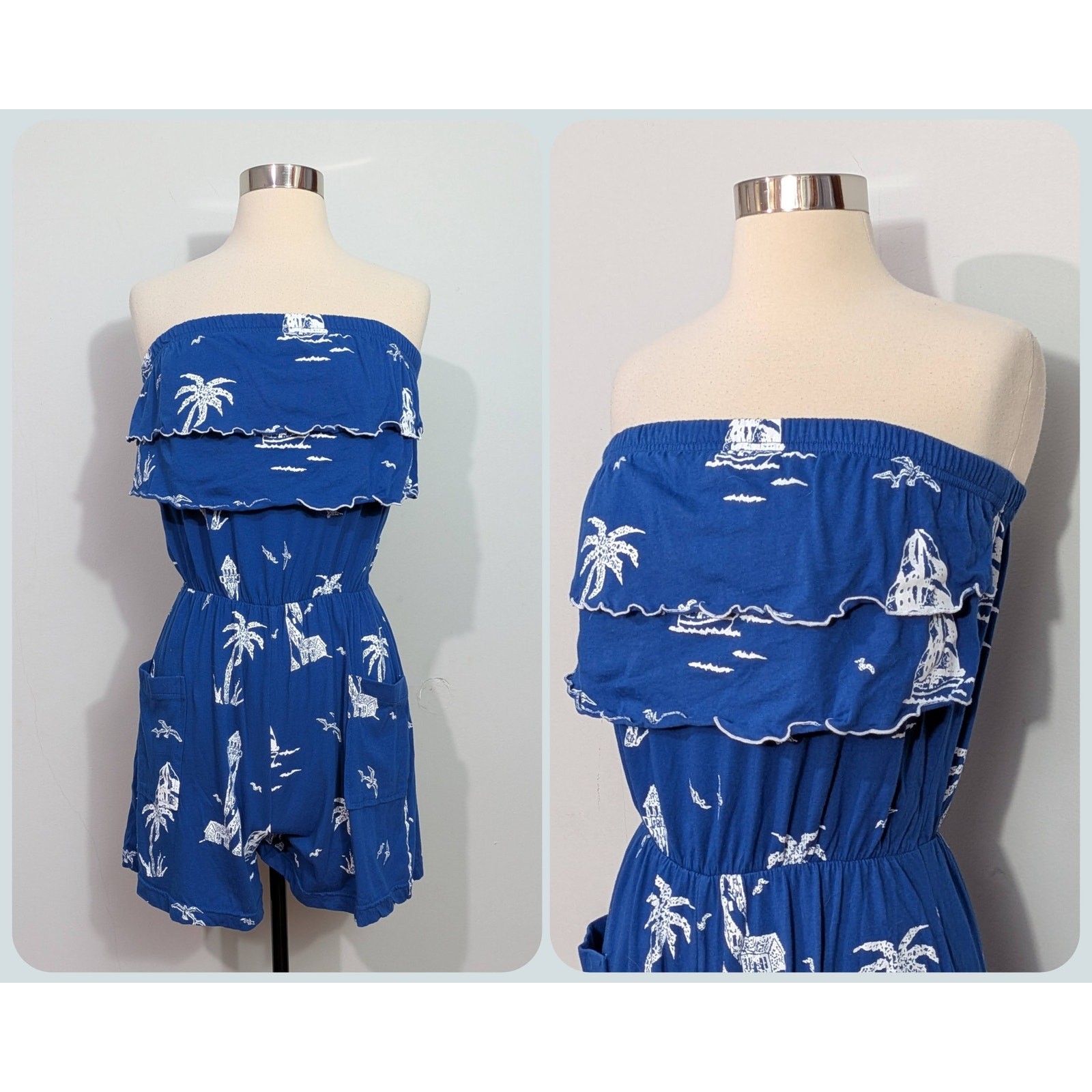 Gloria’s Fashions Tropical 80s Strapless Romper