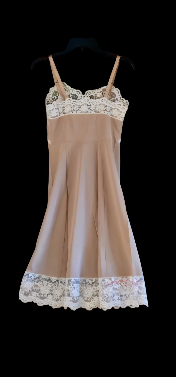 PRETTY Vtg 1960s ARTEMIS Nylon Tricot Slip w/Lace Trim in unique a Mauve/Brown