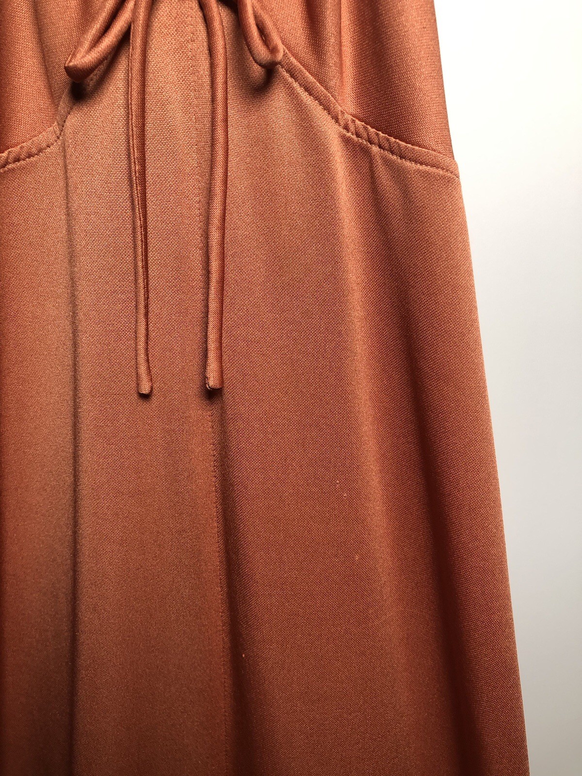 Vtg 70s Halter Maxi Dress Burnt Orange Boho Disco Evening 30-28-34 S/XS DAMAGED