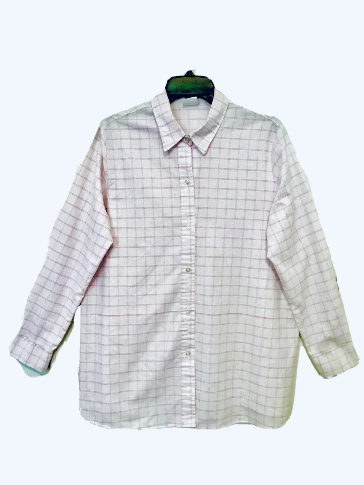 Land N Sea Vintage 1980’s Womens Size 12 Button Up Long Sleeve Window Pane Shirt