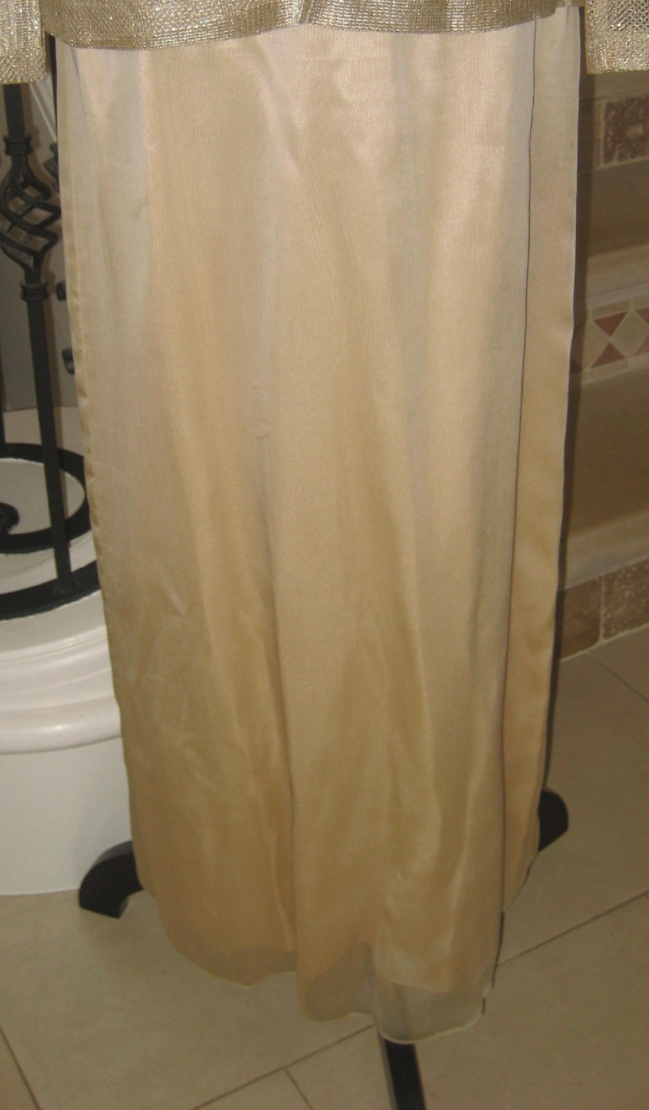 Vintage Michaelangelo gold thread metallic 2 pc cardigan sleeveless long gown 12