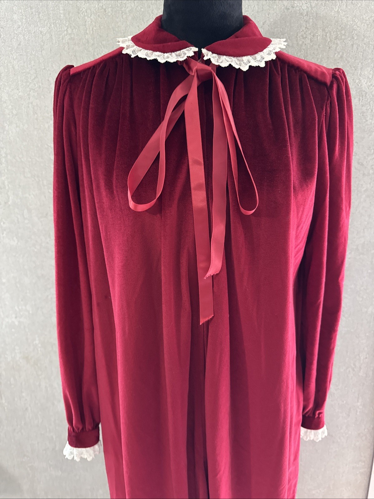 Vintage 1970s Red Velvet Homemade Prairie Dress Nightgown Whimsigoth