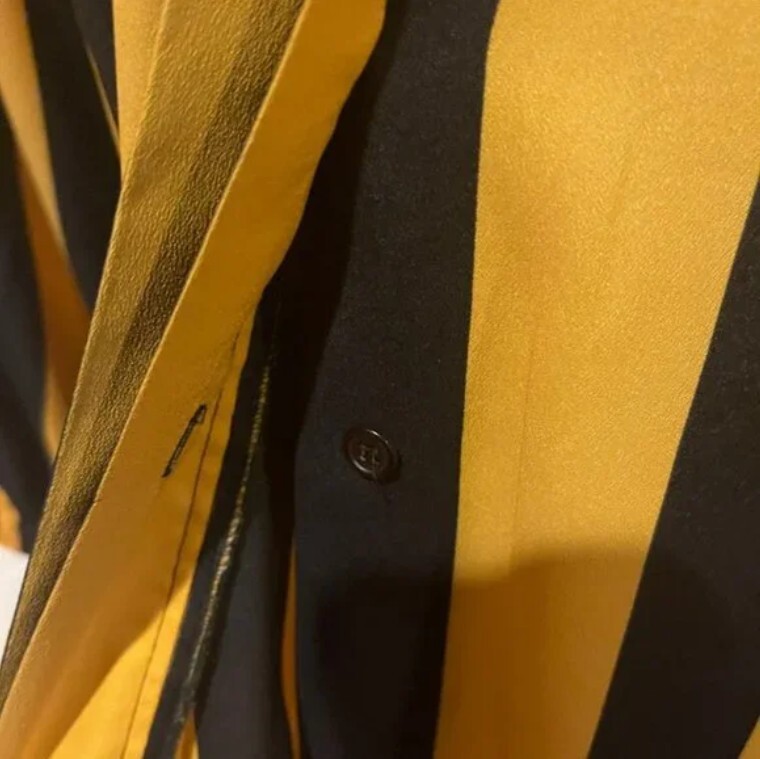 Anne Kline vintage black and yellow strip blouse