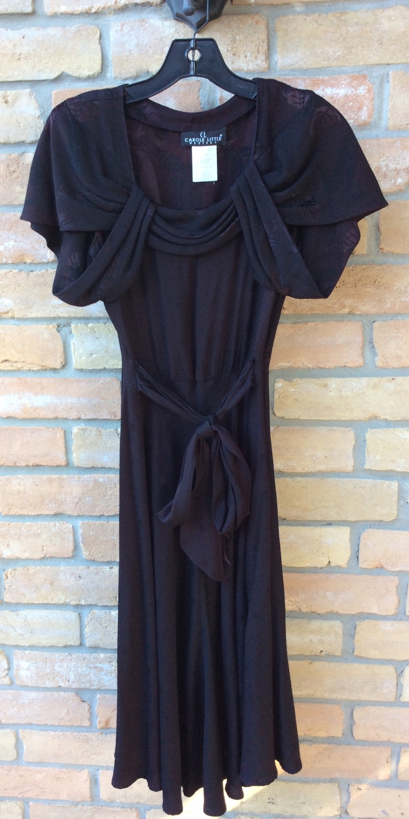 VTG 80s CAROLE LITTLE PETITES Sz 2P Dress 80s/30s Art Deco Drape Floral USA