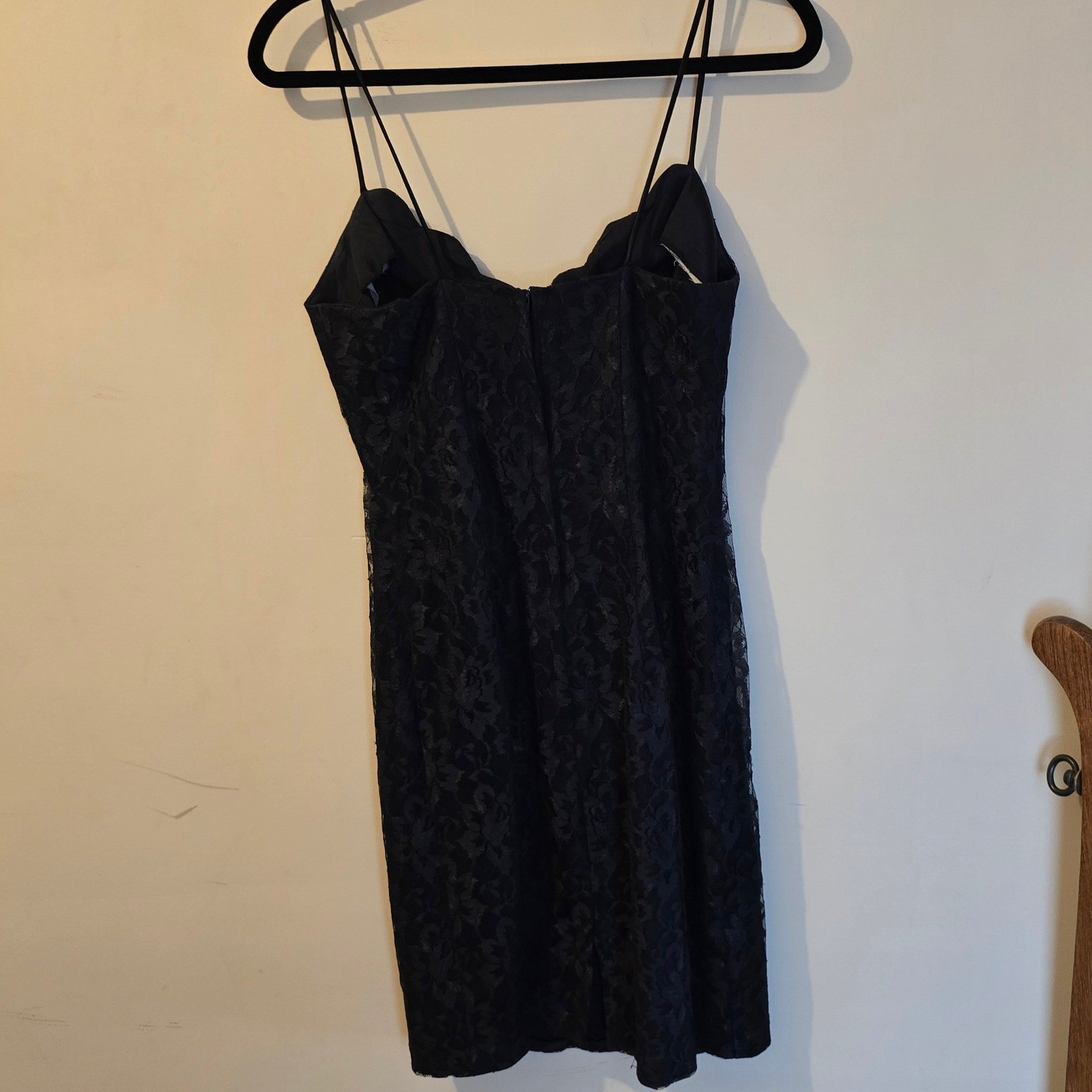 L.A. Glo Vintage 90s goth Black Lace Scalloped Mini Dress Whimsigoth Size 9/10