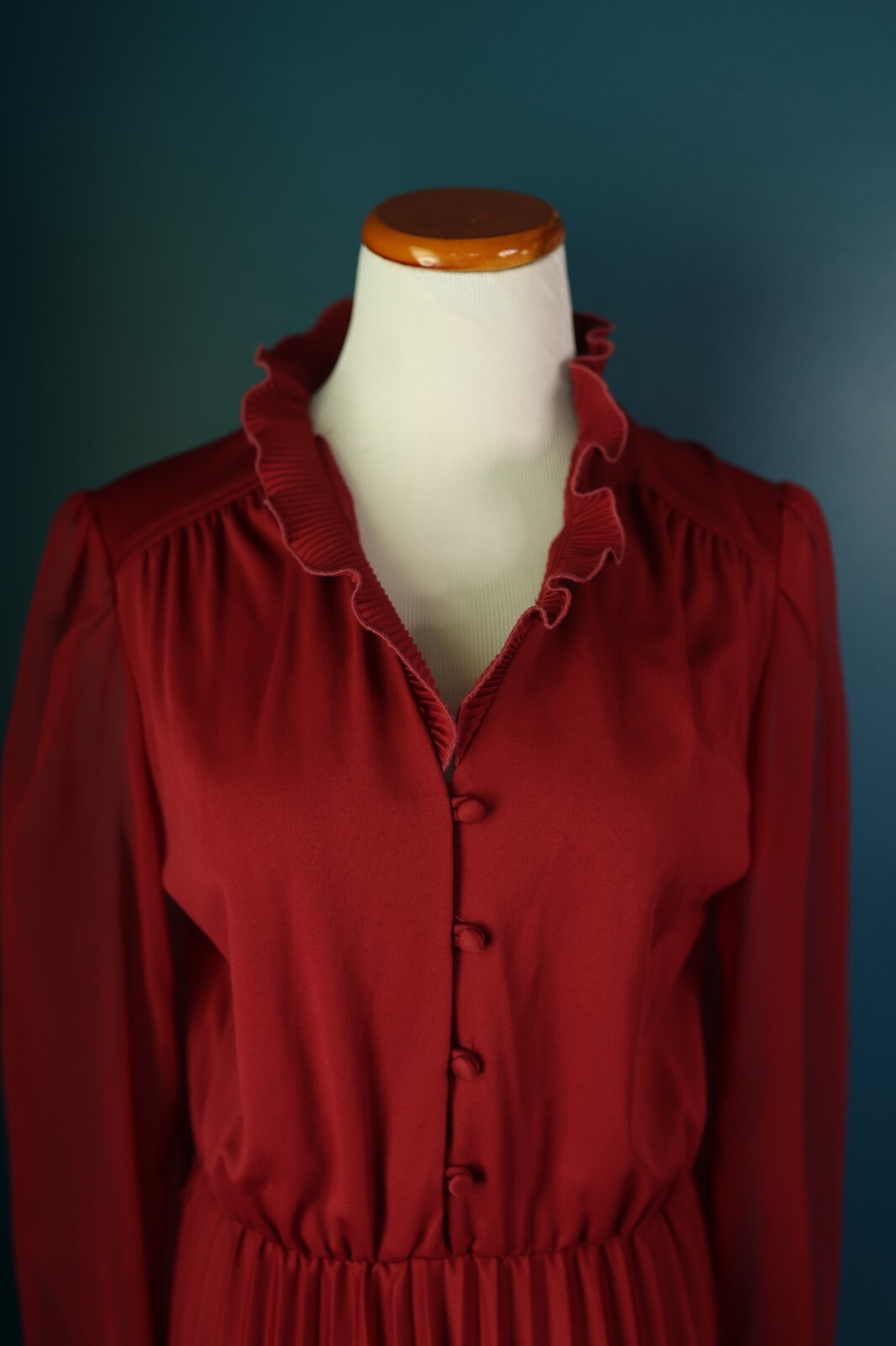 Montgomery Ward Vintage According Pleated Ruffle Sheer Sleeve Retro Pin Up Retro