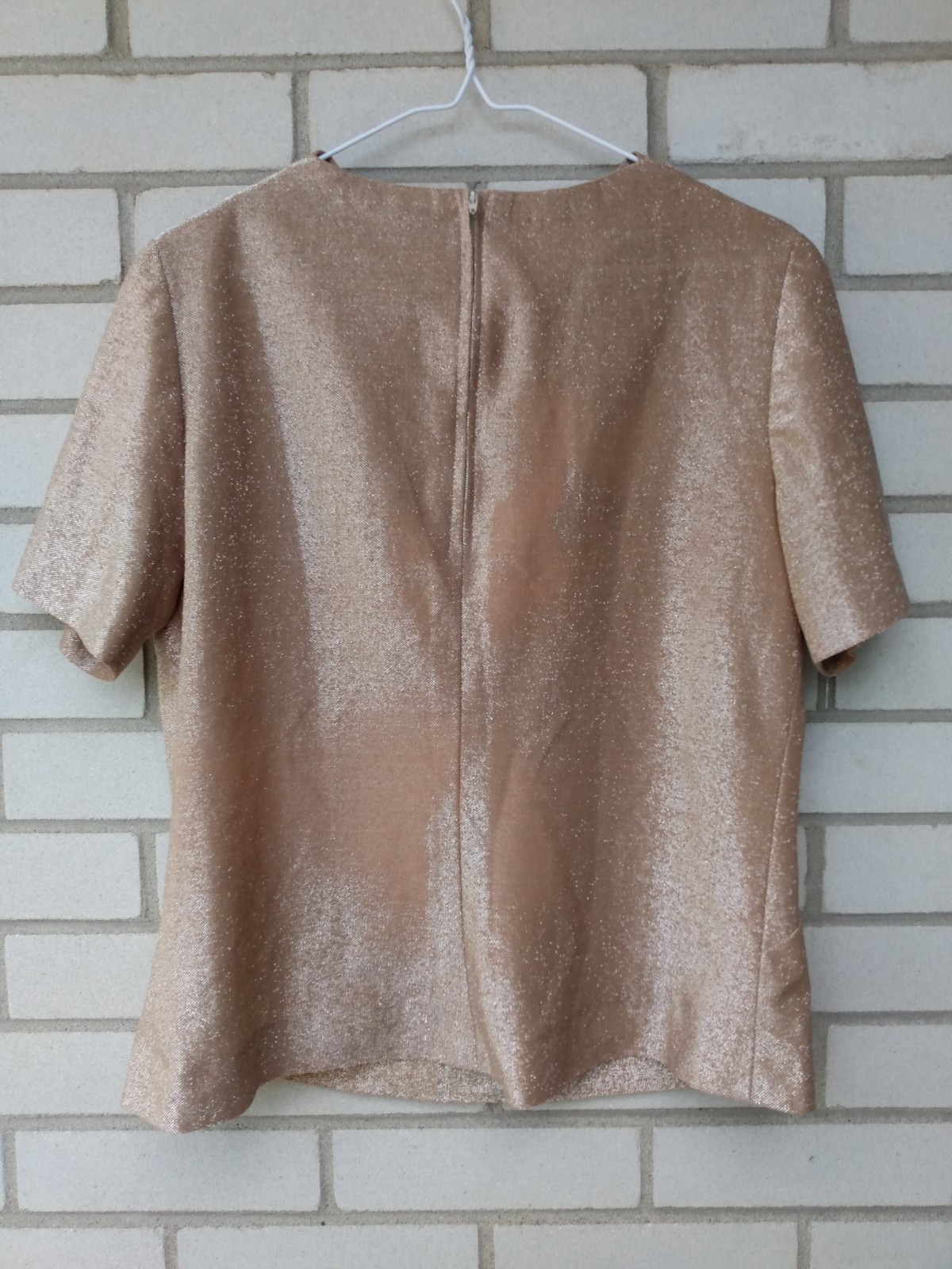 Vintage 60s Metallic Sparkle Shirt 41″ Bust Retro Pullover Blouse Top Fitted
