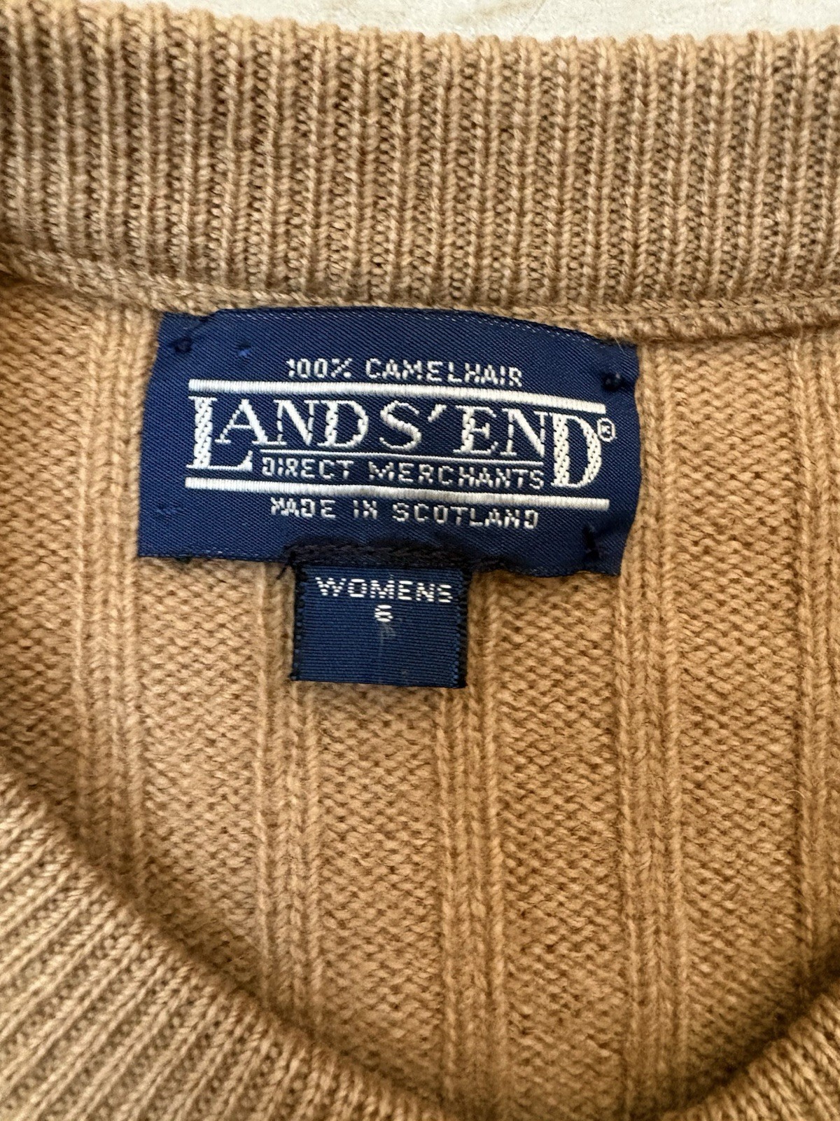 Vintage Lands’ End camel hair Direct Merchants made in Scotland tan cardigan sz6