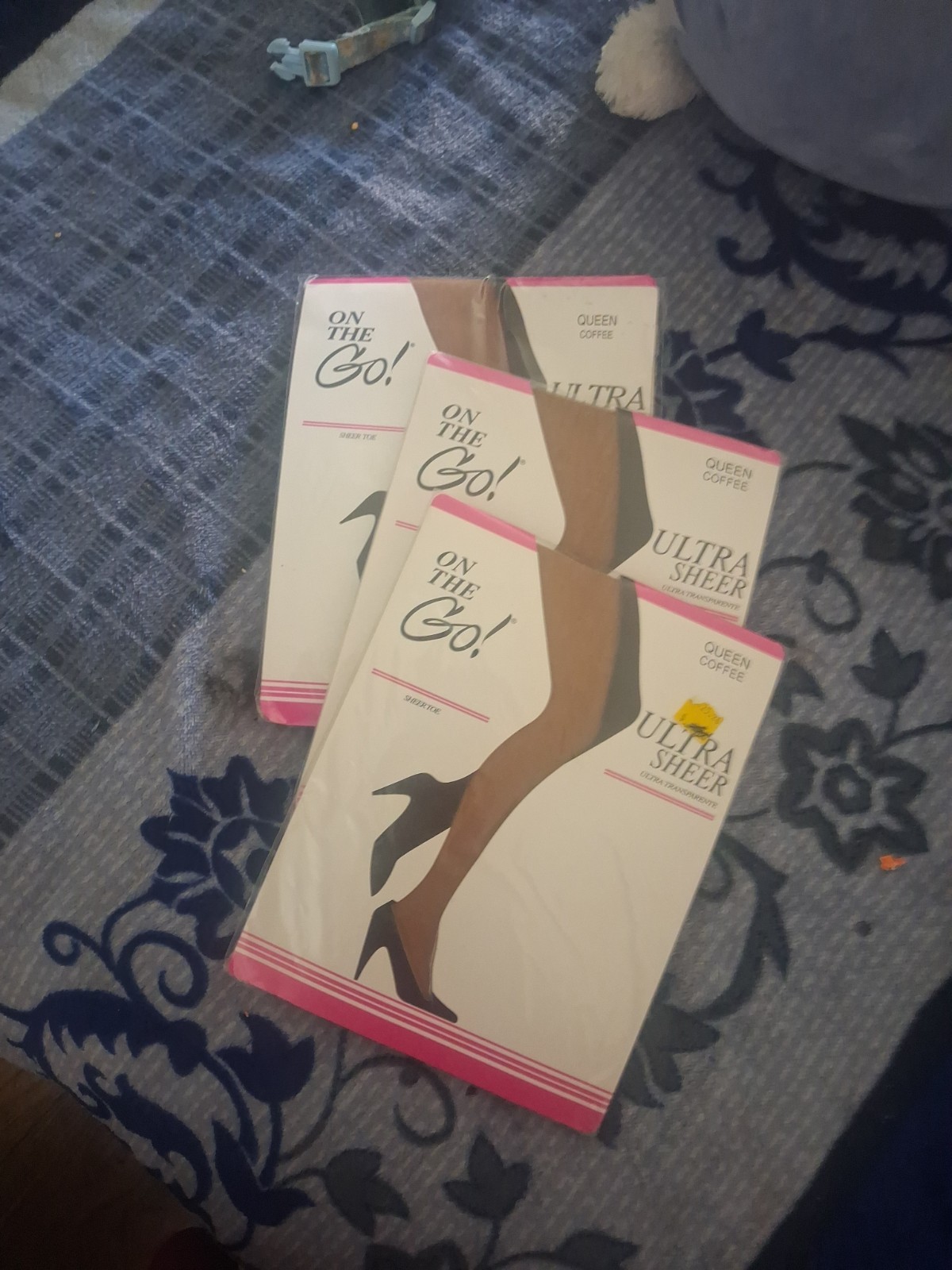 On The Go! Vintage Nylons, Lot Of 3, Size Queen, Coffee