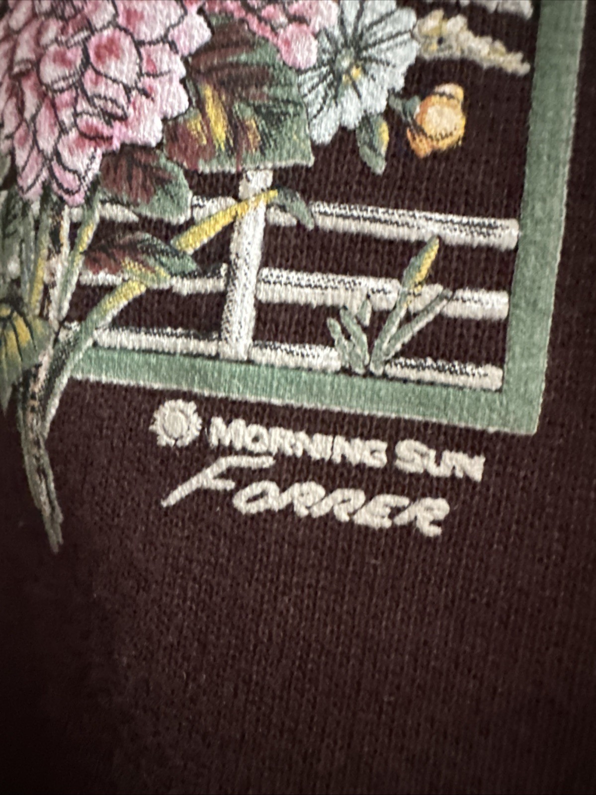 VTG 90s Morning Sun Flowers Fall Brown M Graphic Sweatshirt Granny Cottage Core