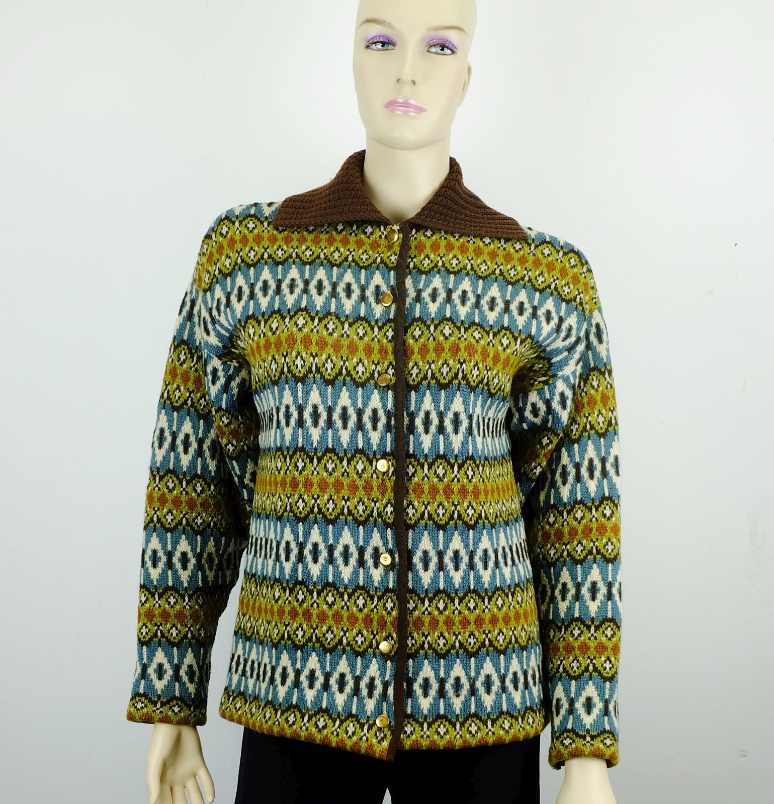 vintage 50s 60s jersey model cardigan norwegian jacket cardigan size 38