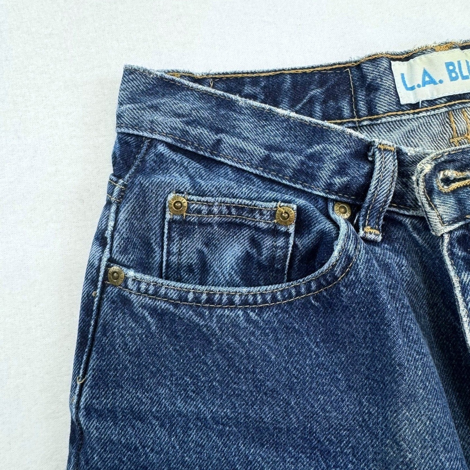 Vintage High Waisted LA Blues Tapered Leg Jeans Medium Wash Cotton Size 10