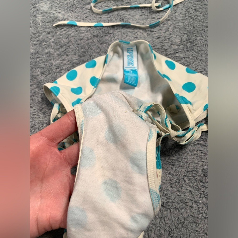 PINK Victoria’s Secret RARE Y2K blue Polka Dot Bikini Set M/L