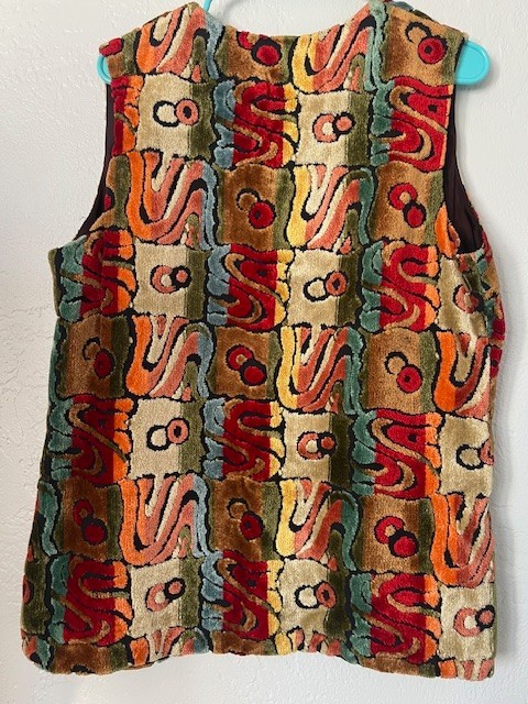 Vintage 60s A. Kallins Tapestry Vest Carpet Chenille Velvet Boho Hippie Large