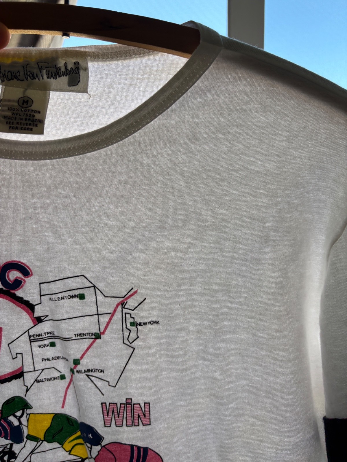 Vintage 80s Diane Von Furstenberg Cotton T-shirt Wheeling 81′ Bicycle