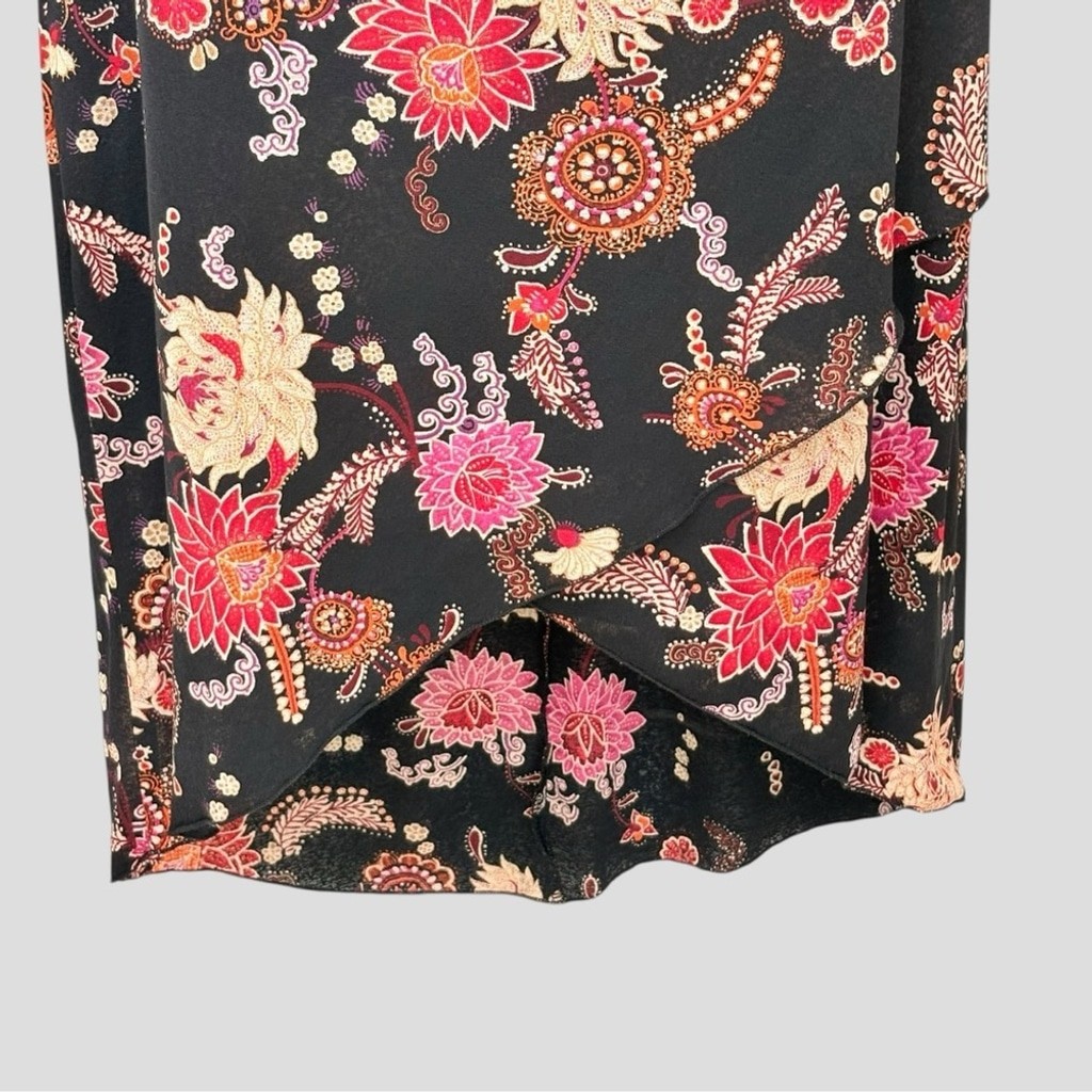 Ruby Rox Babydoll Black Floral Dress Medium Satin High Waist Lace-Up Y2K Fairy