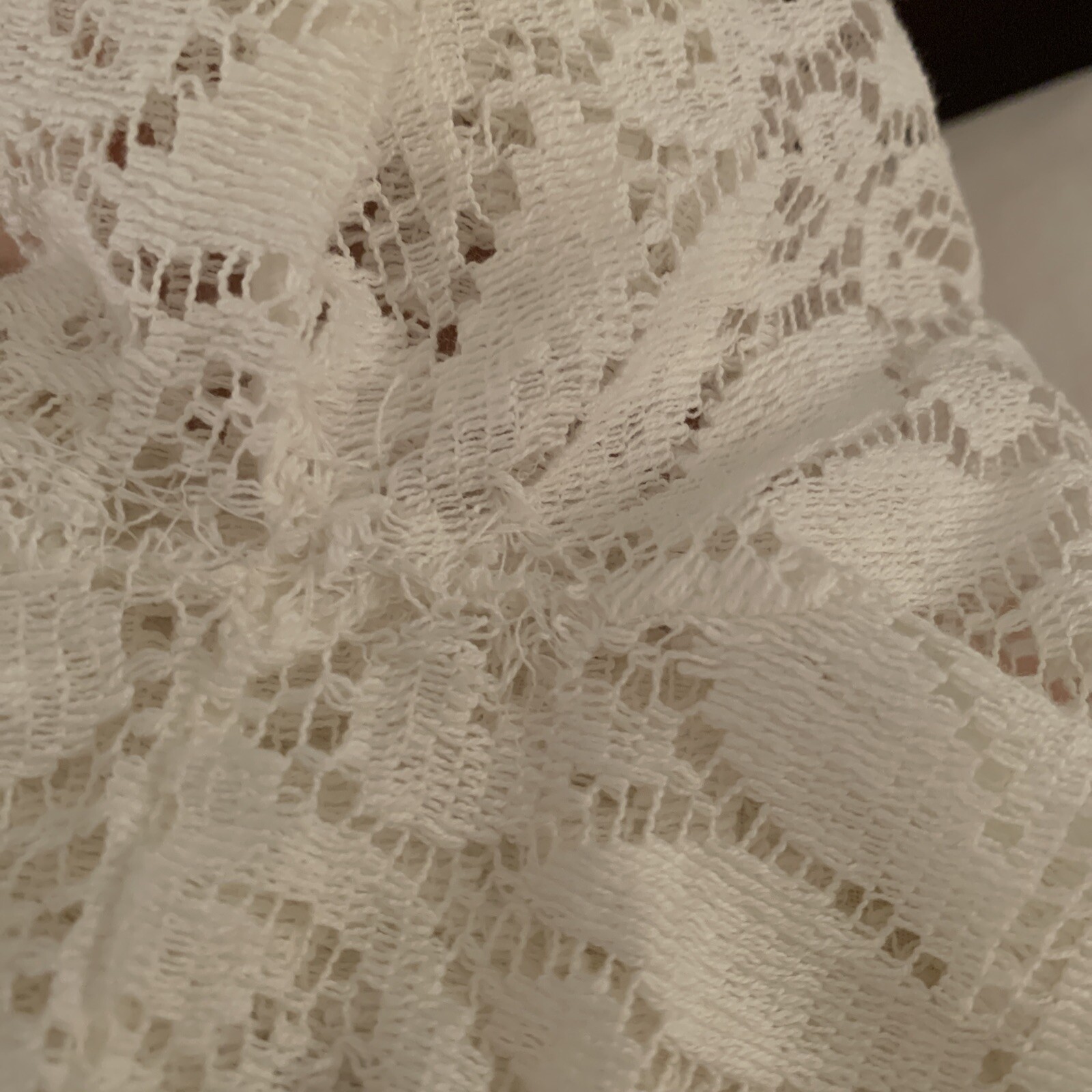 Vintage 70s Harbour Casuals LTD White lace Asian tunic L