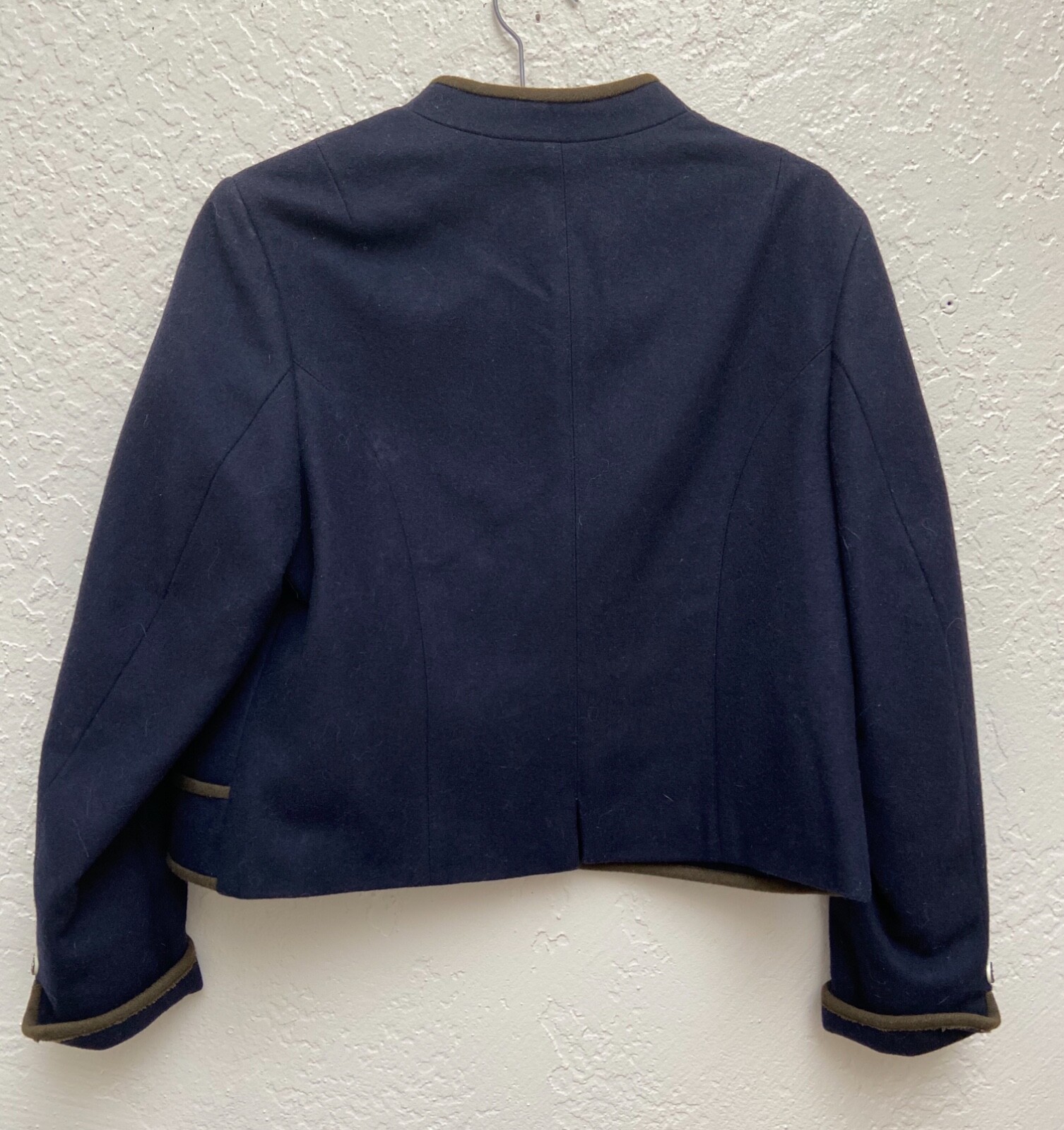 Garmischer LODEN Navy Wool Blazer Jacket Chain Buttons Bavarian Wool sz 46