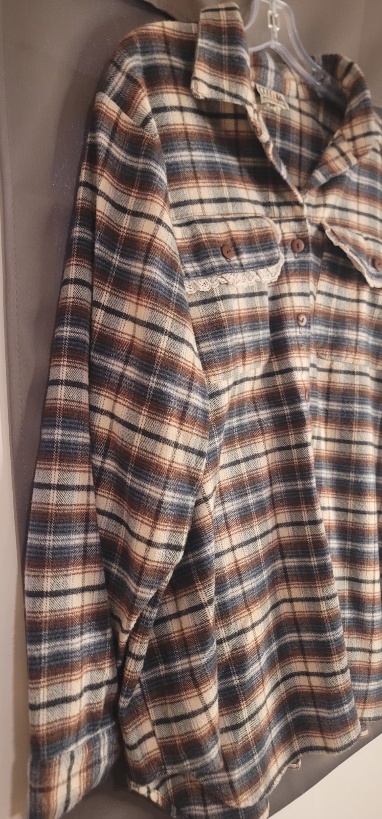 Vintage STEFANO 90s Plaid Button Down Shirt Size 22W Casual Outdoor Red,WT&Blue