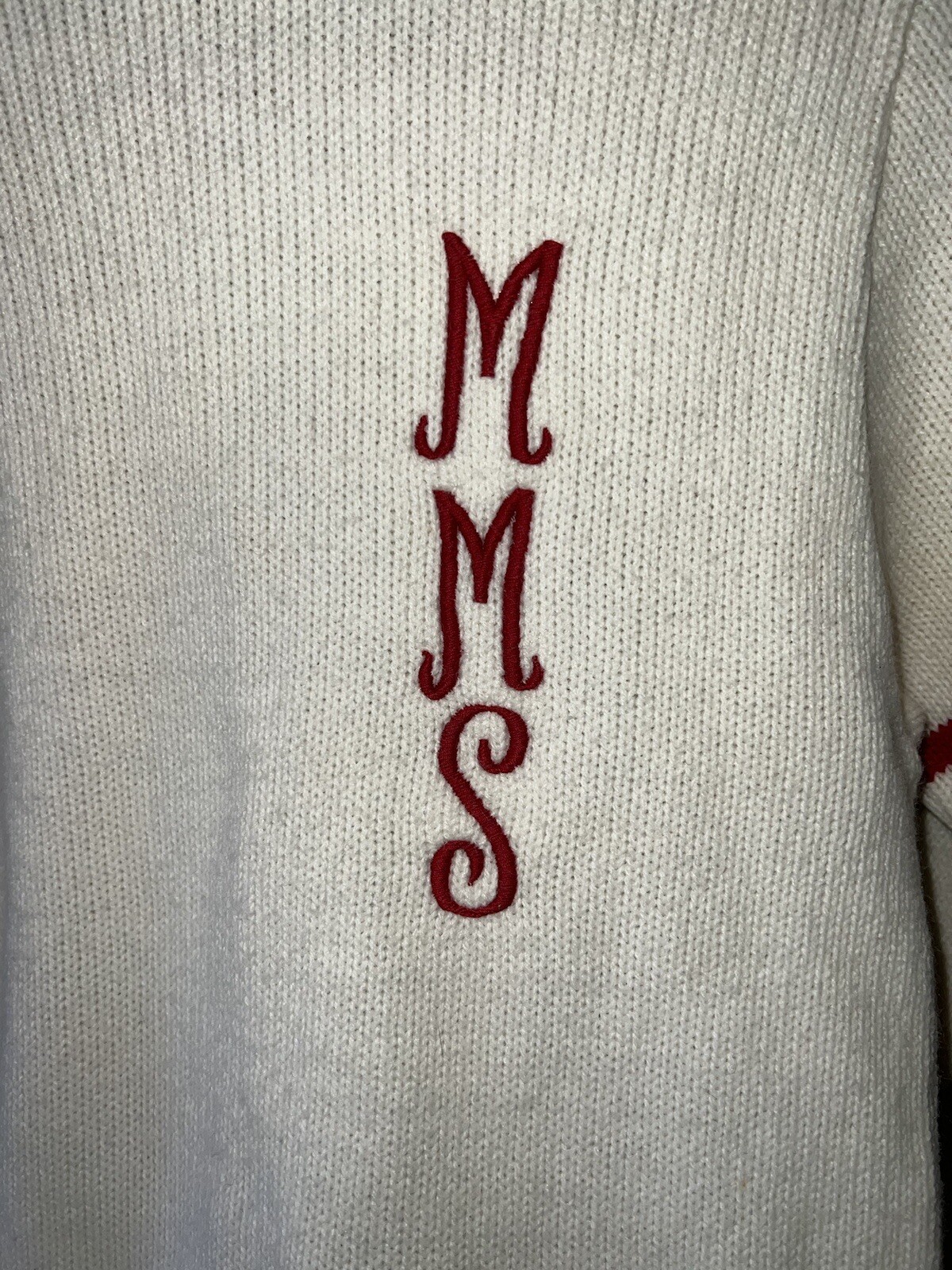 Vintage 1980s Cheerleader Sweater Red White Size SMALL Keller Knit Cheer 70s 80s