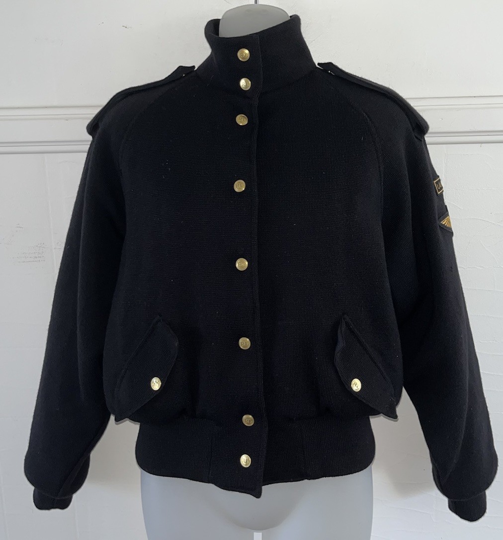 Vintage 80s Ralph Lauren Wool Military Thinsulate Bomber Jacket Talon Zip-Sz M