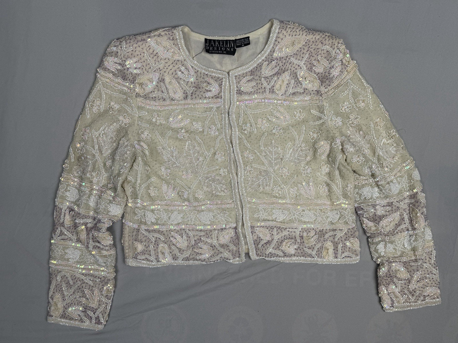 Vintage Jakelin Designs 100% Silk Fully Beaded Cropped Jacket